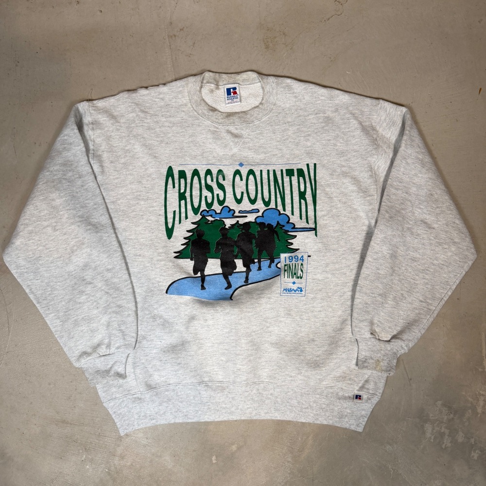 Vintage 1994 Russell Athletic Cross Country Finals Sweatshirt XL Gray USA Made